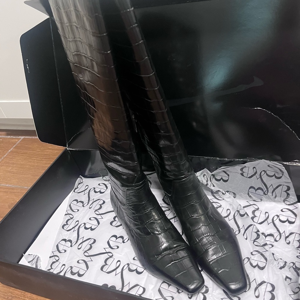WHBM Croc-Embossed Knee-High Boots